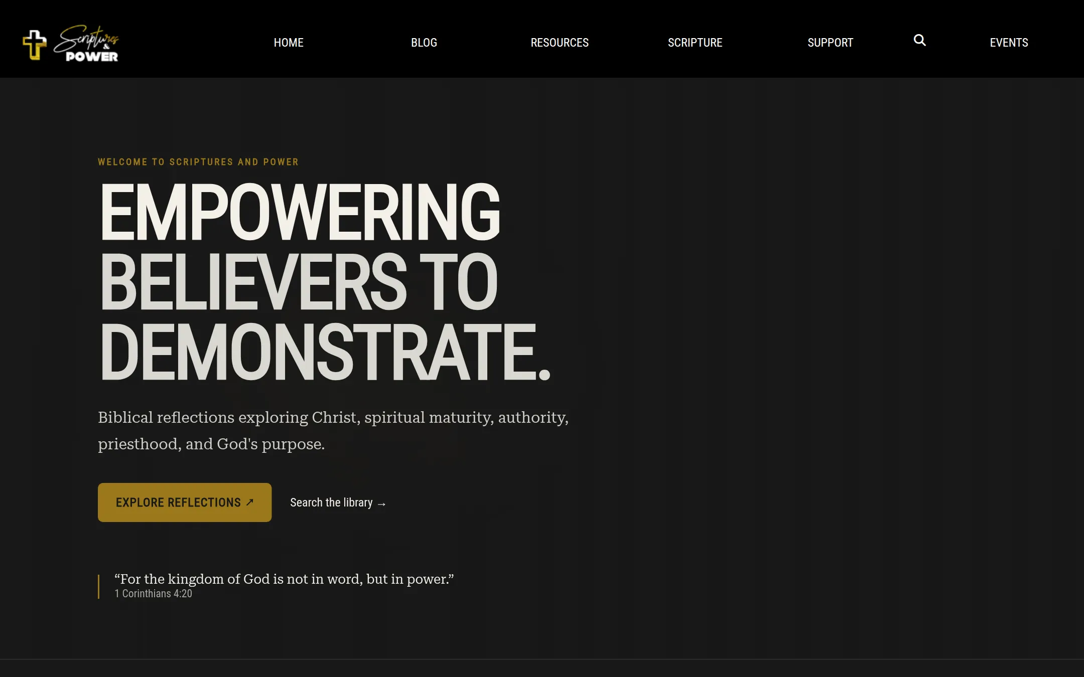 Home page on desktop